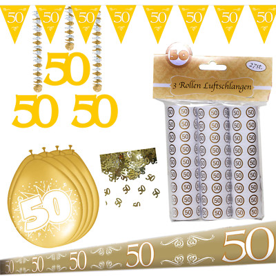 50. Geburtstag  Goldene Hochzeit Deko Set Dekoration Wimpel Girlanden Deko 50
