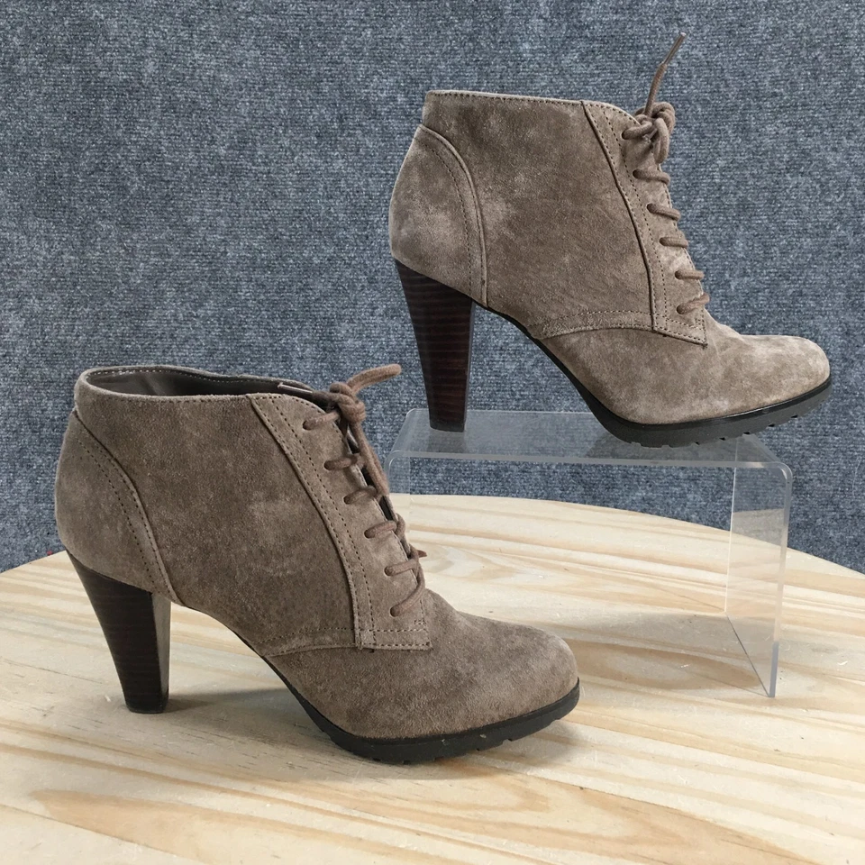 Botas de montanha brancas femininas 6 M Sugarbabe tornozelo bota bege couro salto cônico - Imagem 2 de 4