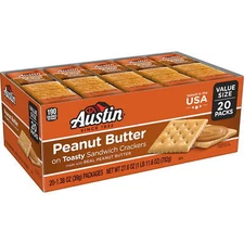 Austin Peanut Butter Sandwich Crackers - Toasty, 20 Single Serve Packs