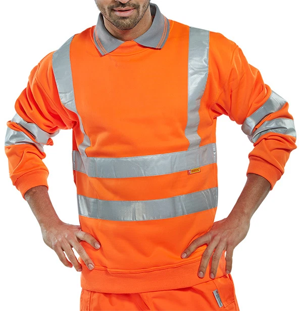 B Seen BSSEN High Visibility Workwear Sweatshirt Jumper Top Orange