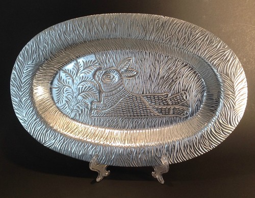 Bunny Rabbit Platter 16" Aluminum Mexico Spring - Picture 4 of 8