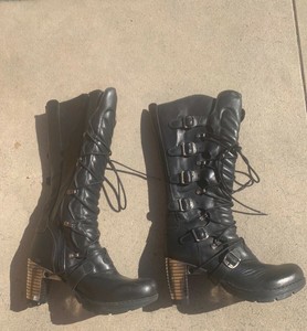 black leather boots ebay