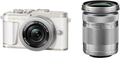 USED OLYMPUS PEN Lite E-PL9 Digital Camera w/ 2 Lenses(14-42,40-150mm) WHITE