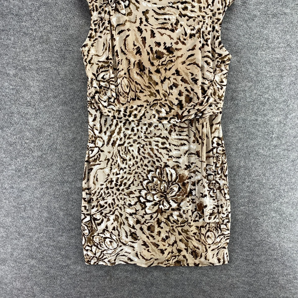 Vestido Dana Buchman Mujer 1X Plus Beige Estampado Animal Cambio Midi Sin Mangas Informal Foto 4 de 4