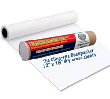 Cling-Rite Dry Erase Portable Whiteboard 30 Sheets 45' ft roll Size 12" x 18"