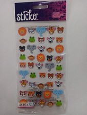 Sheet Of Sticko Cute Zoo Faces Stickers, Includes 45 Stickers, New In Package