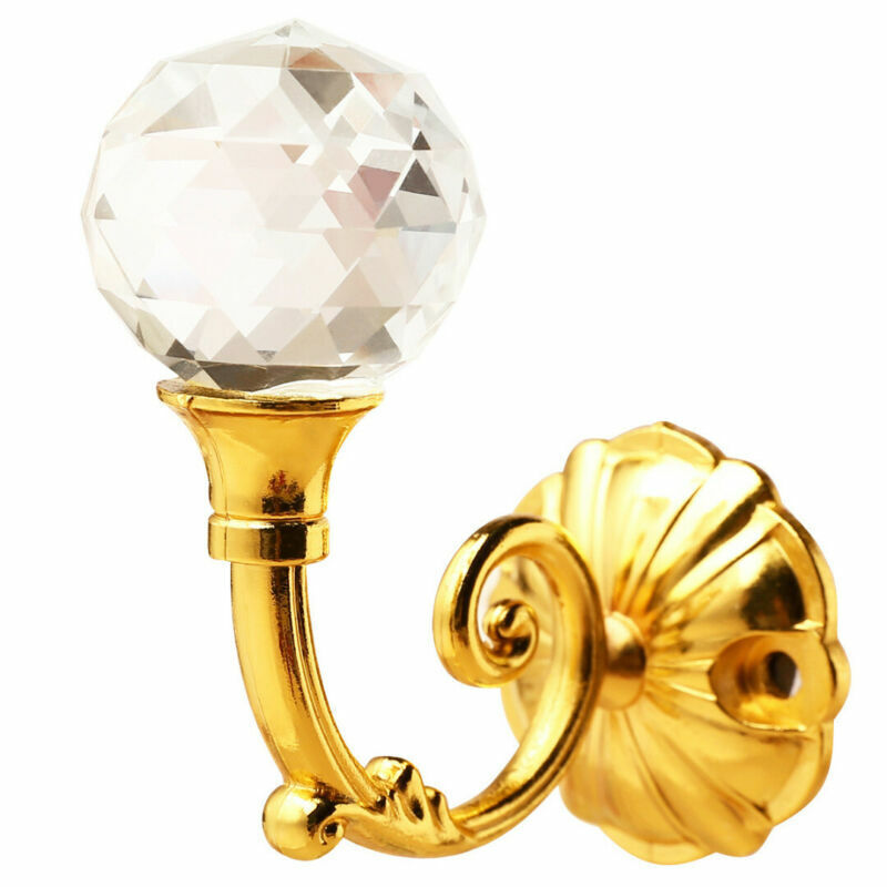 2x Large Metal Crystal Glass Curtain Holdback Wall Tie Back Hooks