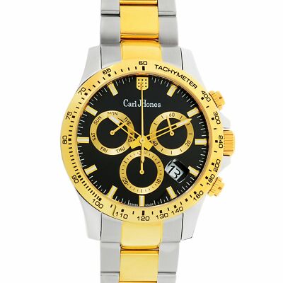 Carl Jhones 138 102 B16 Men's Torque Two-Tone Chronograph Black Quartz Watch