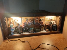 Lionstone Whiskey Vintage Western Bar Scene 4 Piece Decanter Set IN WOODEN CASE