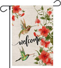 Hummingbird Spring Garden Flag Red Floral 12×18 Inch Double Sided outside Summer