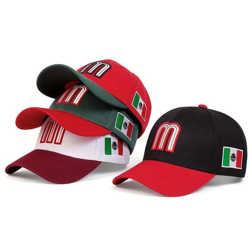 Berretti Unisex M Lettera Ricamo Baseball Mexico Squadra Baseball Fitted Regolabili - Foto 7 di 28