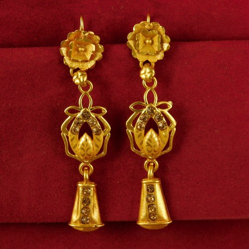22K Gold Plated Drop Dangle Traditional Earrings Hook Ethnic Fashion