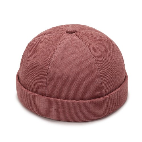 Retro Men Corduroy Skullcap Sailor Brimless Hat Rolled Cuff Beanie Cap Hip Hop - Picture 11 of 20