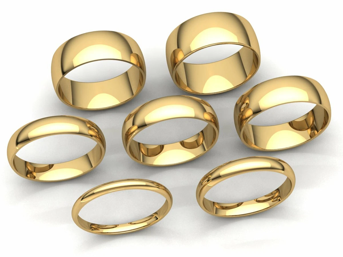 Dome Comfort Fit Band Ring Mens Women 2mm 3mm 4mm 5mm 6mm 7mm 8mm
