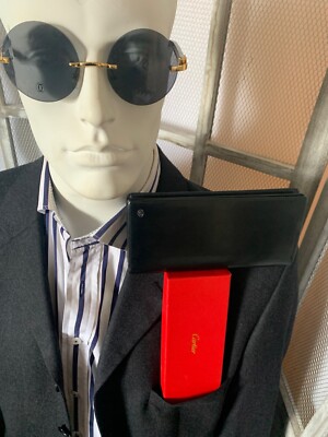 CARTIER Fine Italian Wool 4 button Blazer SZ 50L Black W/ Long Wallet