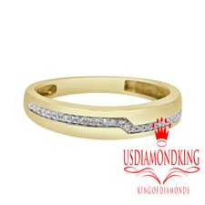 New Men's .09 cttw Genuine Real Tested Diamond 10k Yellow Gold Wedding Ring Band