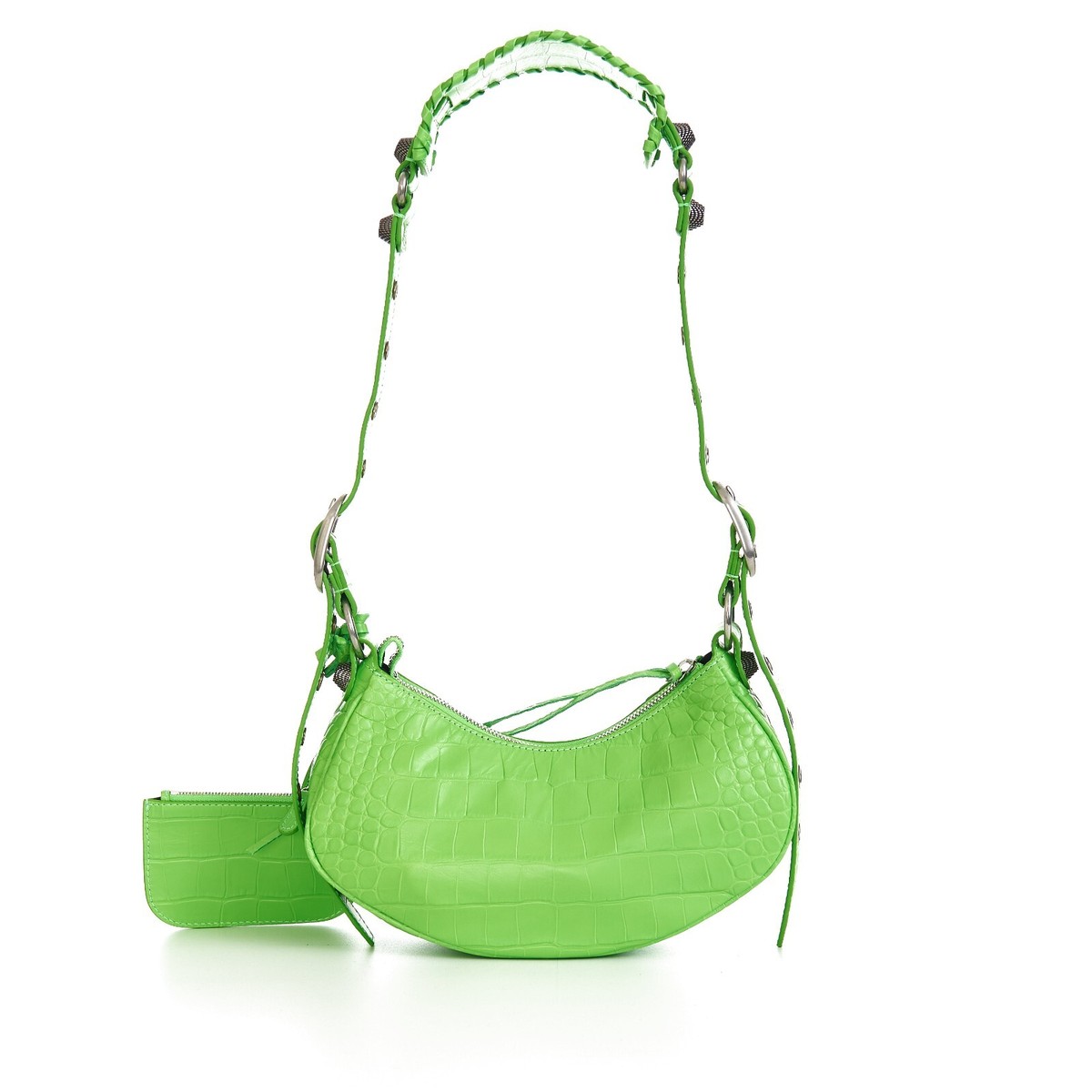 BALENCIAGA 2500$ Bag Le Cagole XS - Bright Green Croco Embossed