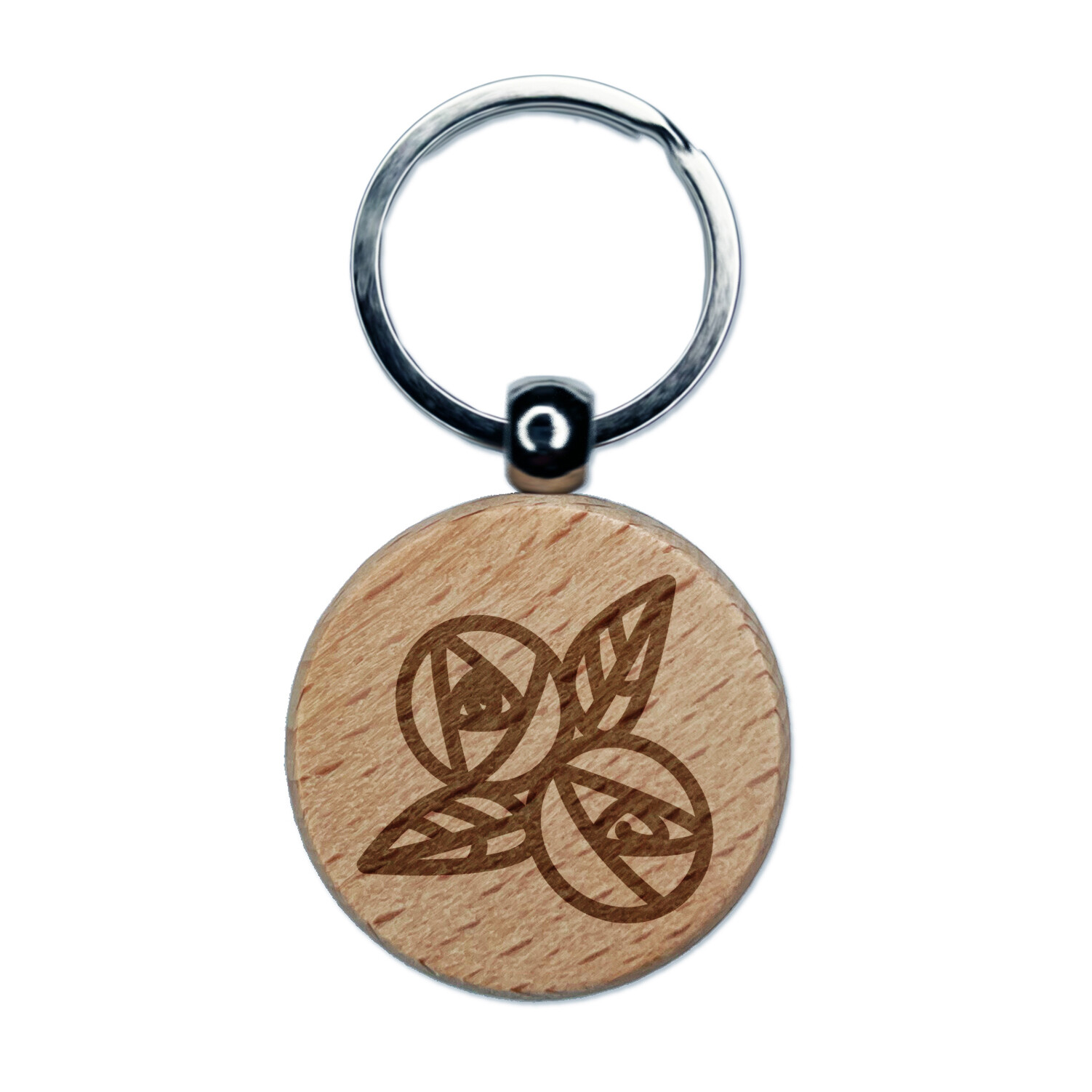 Roses Pair Engraved Wood Round Keychain Tag Charm