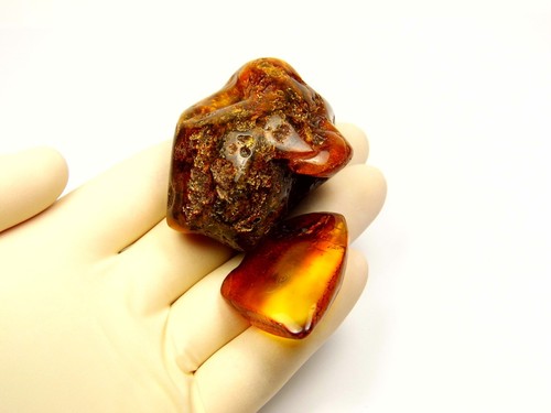 Lot of 2 Baltic Amber Stones 42gr. Brown Cognac Natural Genuine Polished 6740 - Picture 4 of 7