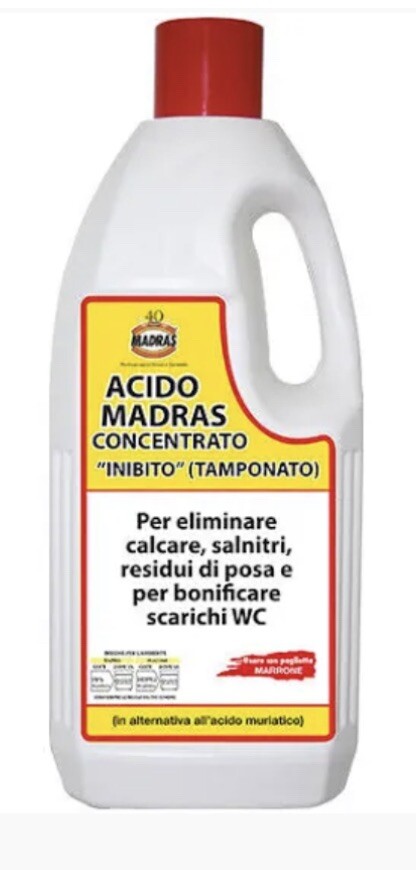 ACIDO MADRAS FLACONE DA 2LT INIBITO CONCENTRATO CALCARE GRES PORCELLANATO MILLE