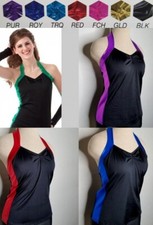Sidelines HALTER TOP Dance Costume Black With Color Trim Size Choice
