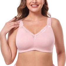 Women's Wireless Plus Size Bra Unlined Full Coverage Comfort Cotton Bralette 