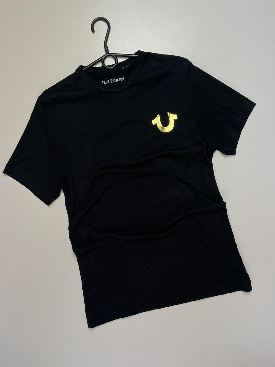 True Religion Rare Swreetwear T Shirt Golden Big Logo Black Size S