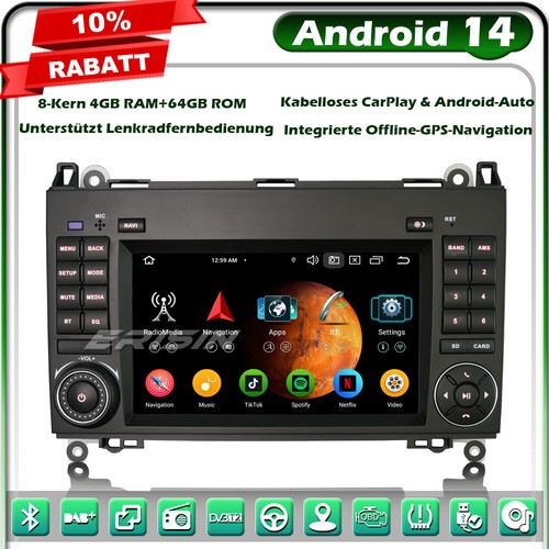 8-Kern Android 14 Autoradio Mercedes A/B Klasse W169 W245 Sprinter Vito Crafter - Bild 24 von 24