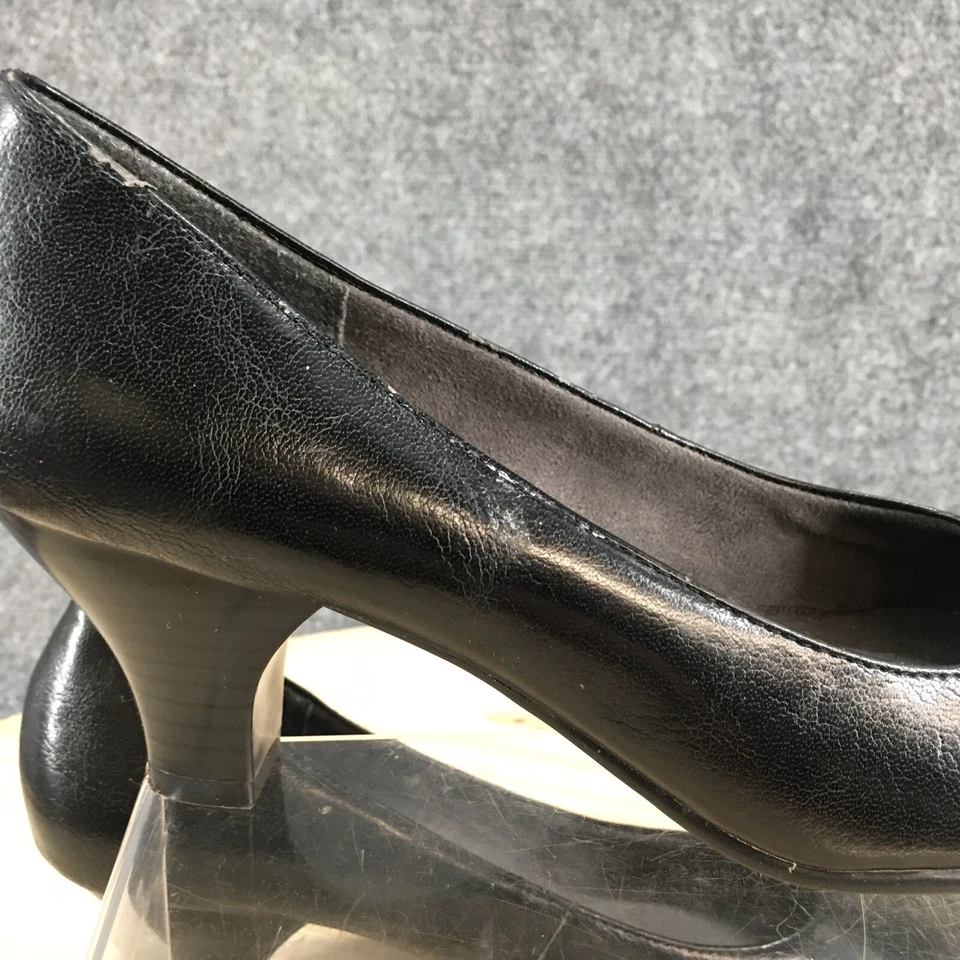 Zapatos de salón informales sin cordones de cuero sintético negro con aerosoles de tacón medio para mujer 9,5 M Wise Guy Foto 4 de 4