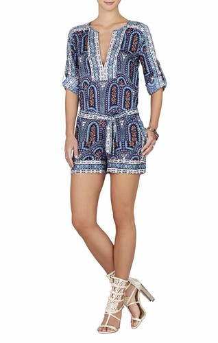 NEW BCBG MAX AZRIA MELODI PRINTED RELAXED-FIT ROMPER JJE9C639/M774A SZ XXS - Picture 3 of 3