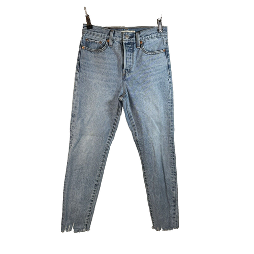 Jeans donna Levi's Premium taglia 25 zeppa dritti bottoni mosca medio effetto invecchiato - Foto 1 di 14