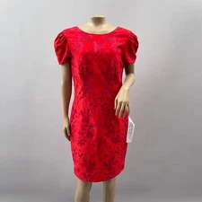 Dress The Population Dress Size L Joyce Red Floral Embroidered Mini Cocktail NWT