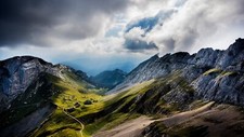 Landscape r nature clouds cliff hills mountains path Custom Gaming Mat Desk