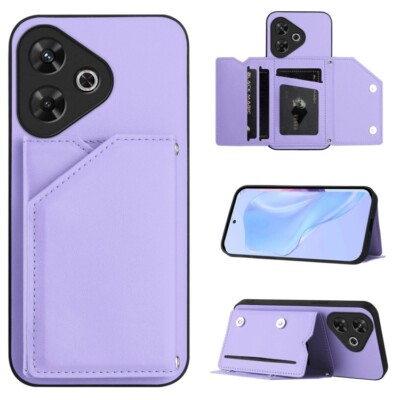 For Redmi Note 13R / Redmi 13 Skin Feel Four Card Slots Phone Case With Wrist