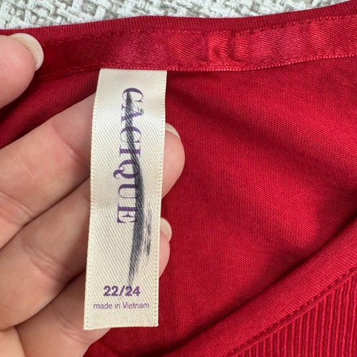 Cacique Soft Modal Cotton Knit Top Plus 22/24 Red V Neck Casual Lounge Sleepwear - Picture 11 of 12