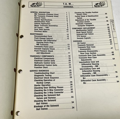 1986 T.A. M... Renault Factory Service Manual Automatic Transaxles 8/1986 - Picture 4 of 4