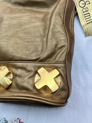 Vintage Tan Genuine Leather Clutch Bag Samir Handbags NOS - Picture 3 of 8