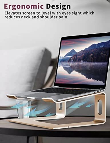 Aluminum Laptop Stand for Desk Ergonomic Computer Riser with Detachable Holder