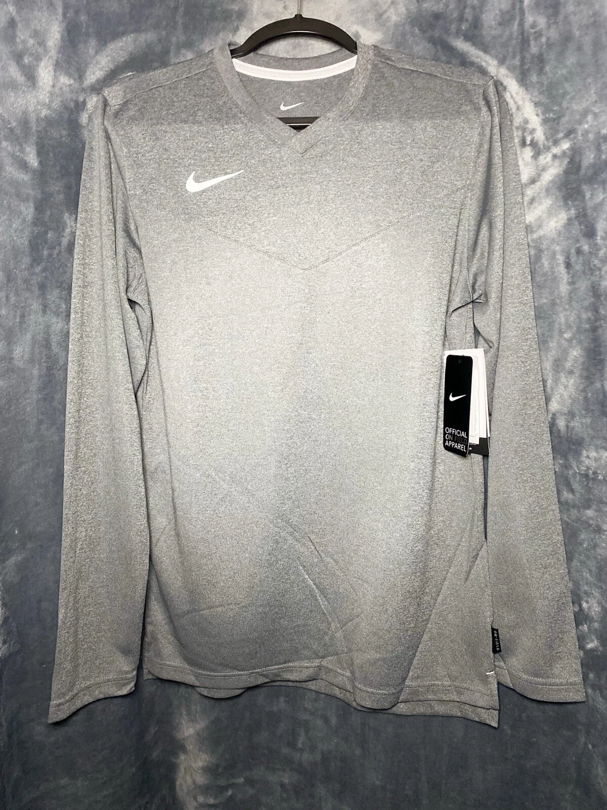 New, Nike, Grey UV Coach Long Sleeve Dri-Fit UPF 40+ Tee, Small For Men.
