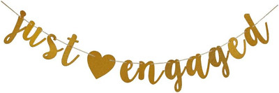 Just Engaged Gold Banner for Engagement Party Sign Decorations Garlands Supplies