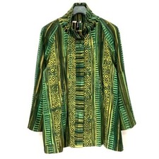 Winter Sun Batik Swing Jacket Women’s Size M Full Zip Pockets Tribal Art To Wear