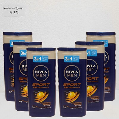 6x 250ml Nivea Men Sport 24h Fresh Pflegedusche Körper Gesicht & Haar Pflege