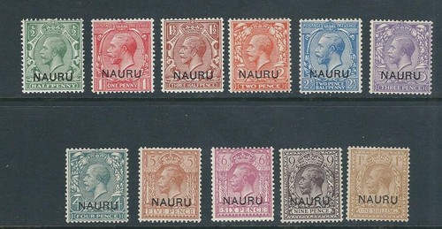 NAURU 1916-23 KGV complete set w/ovpt (Scott 1-12) F/VF MH zy