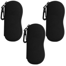 Calabria Neoprene Zipper Soft Glasses Case Belt Clip Black 3 PACK Men Women Ultr