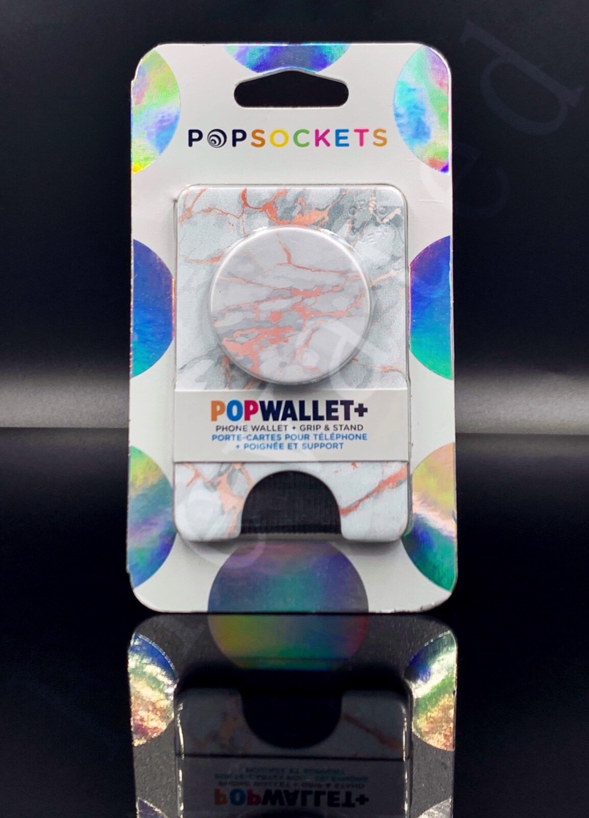 Rose Gold Lutz Marble PopWallet+ Card Holder with Popsocket-image