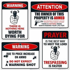 Funny No Trespassing Warning Signs, Set Of 4  4 Pack 7x10 Aluminum