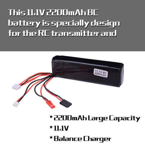 11.1V 2200mAh 8C Battery JST JR Futaba Plug For RC Drone Quadcopter Transmitter - Picture 2 of 8