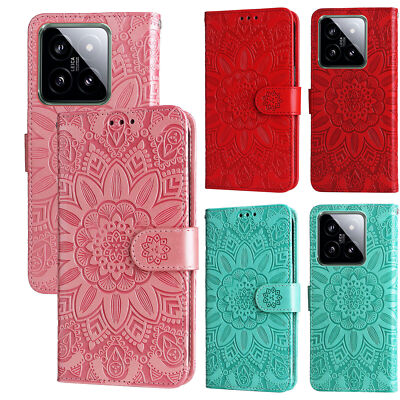 Flower Leather Flip Wallet Phone Case for Xiaomi 13T 14 Redmi Note 13 Pro K60 12