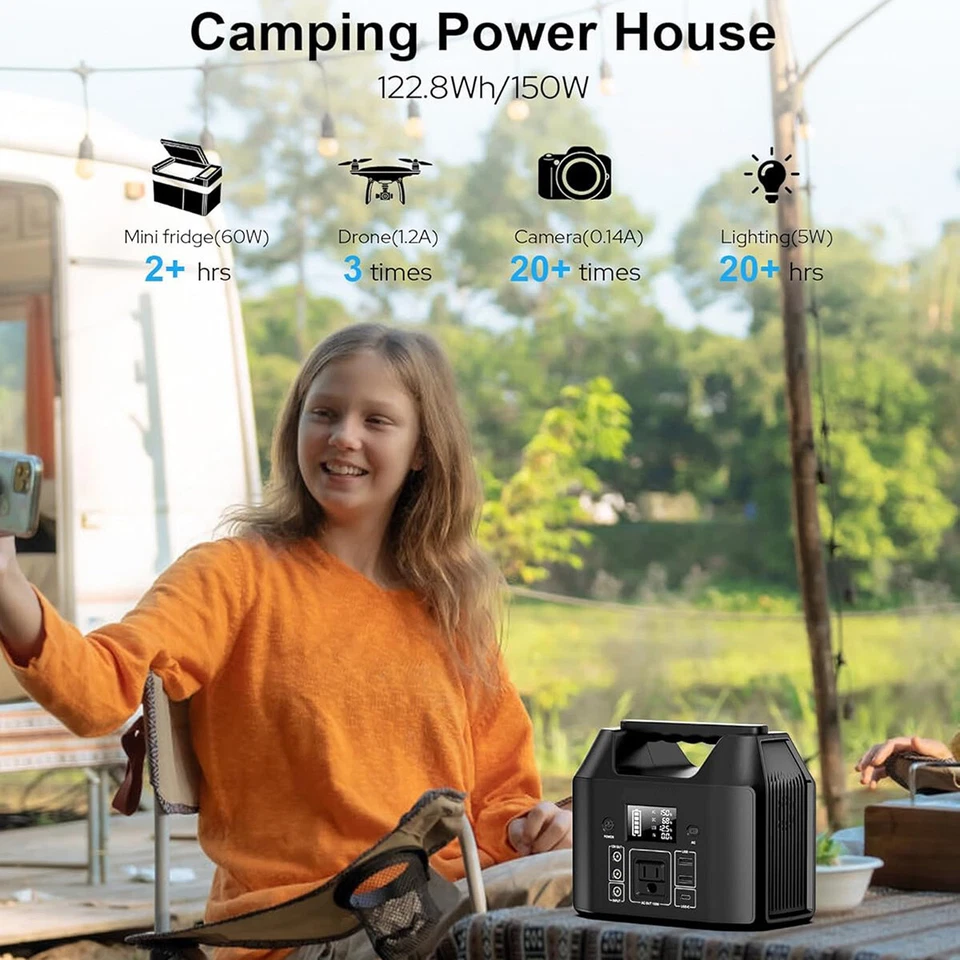 Nueva central eléctrica portátil 150 W LiFePO4 cargador de batería camping AC DC banco de energía Foto 3 de 4