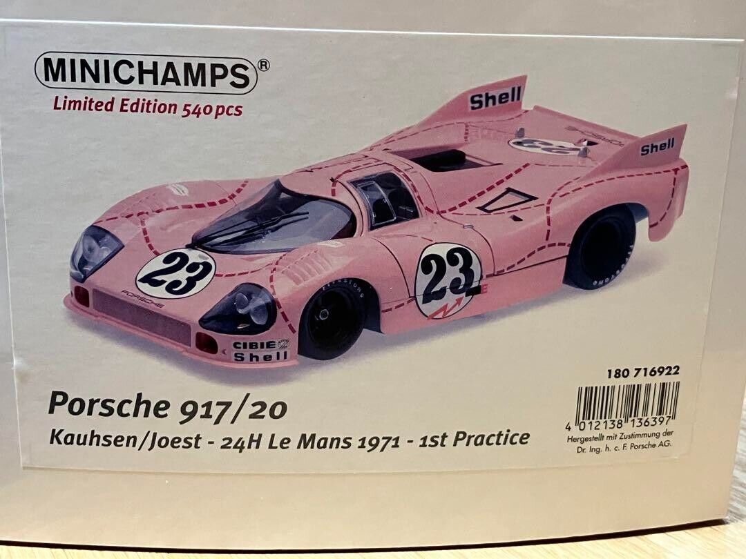 1/18 MINICHAMPS Porsche 917 20 Pink Pig #23 w/ Box From 1/18 MINICHAMPS Porsche 917 20 Pink Pig #23 w/ Box From